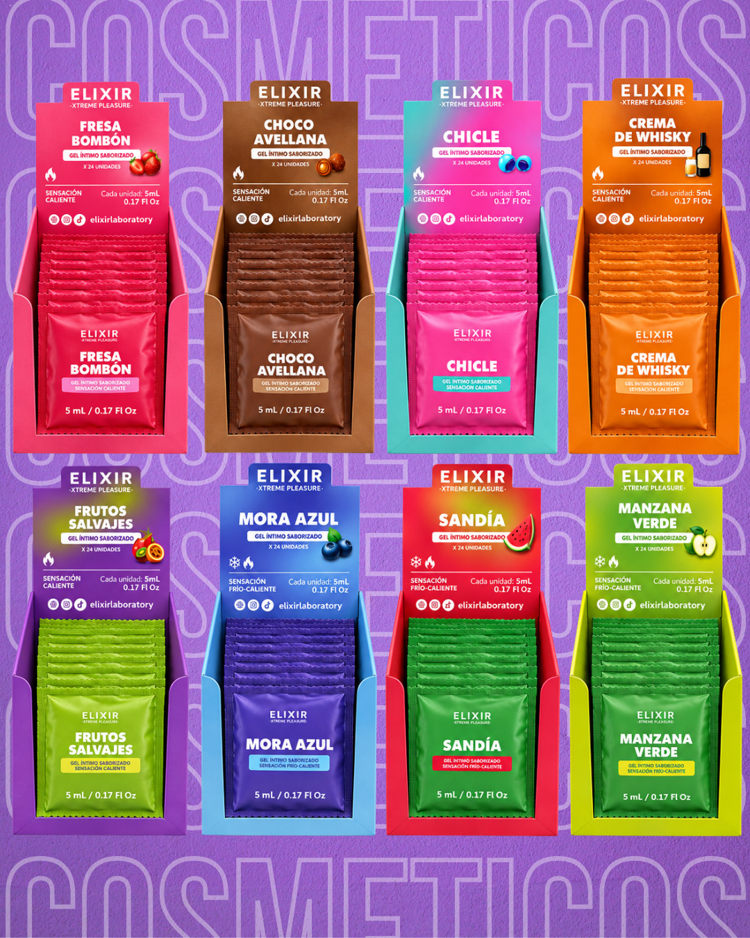 Lubricantes elixir saborizados sachet cajax24