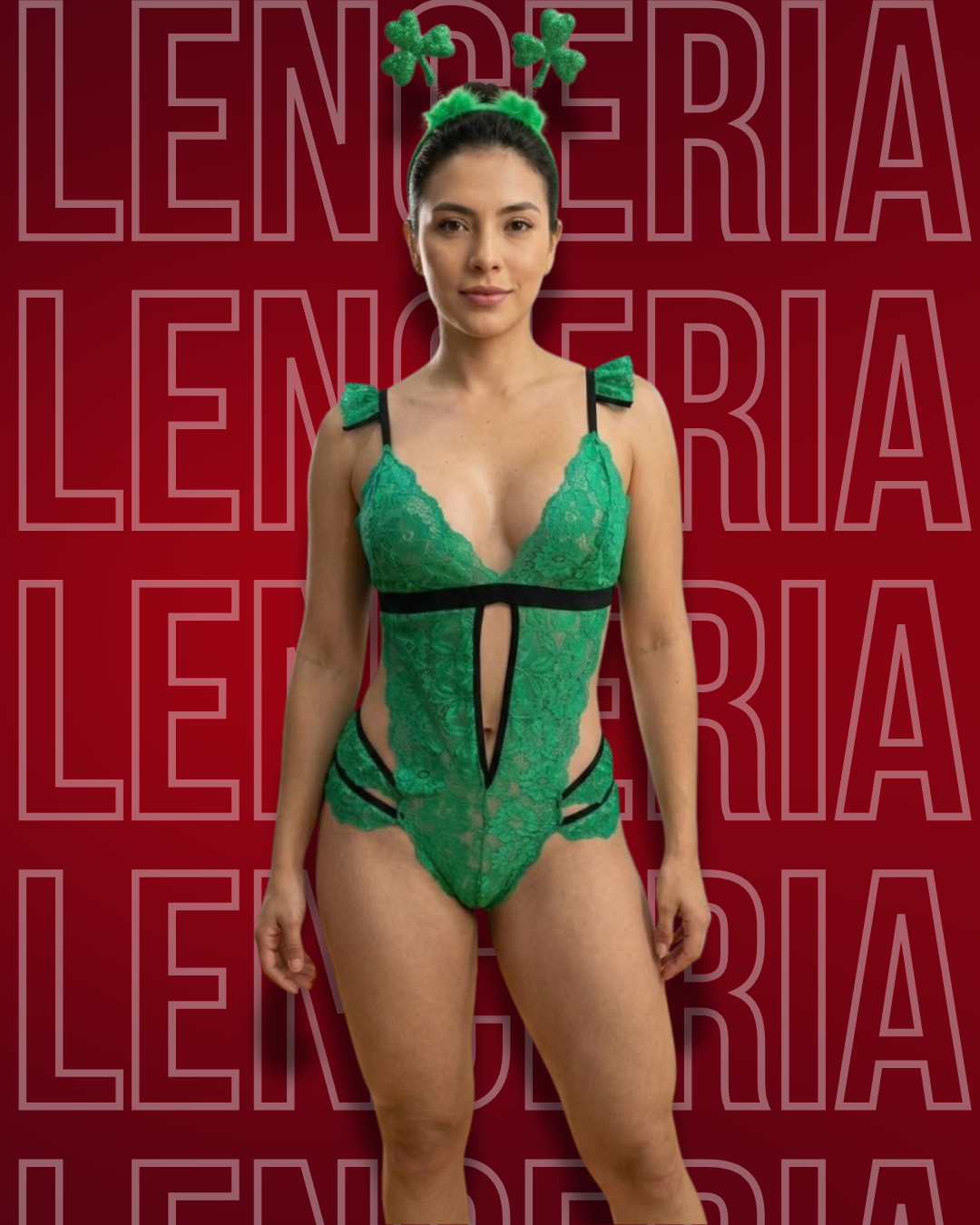 Body encaje verde san patricio